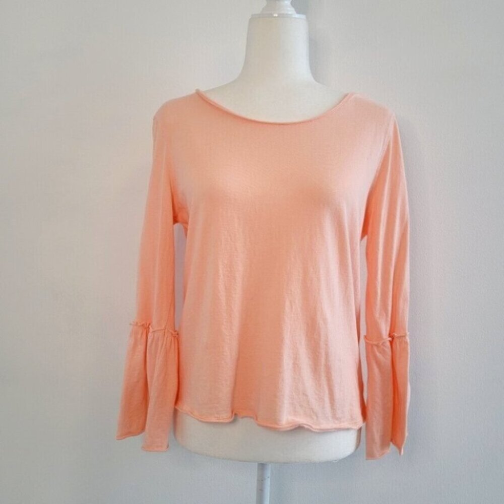 💘SO Light Salmon Pink 3/4 Bell Sleeve Top Size Medium